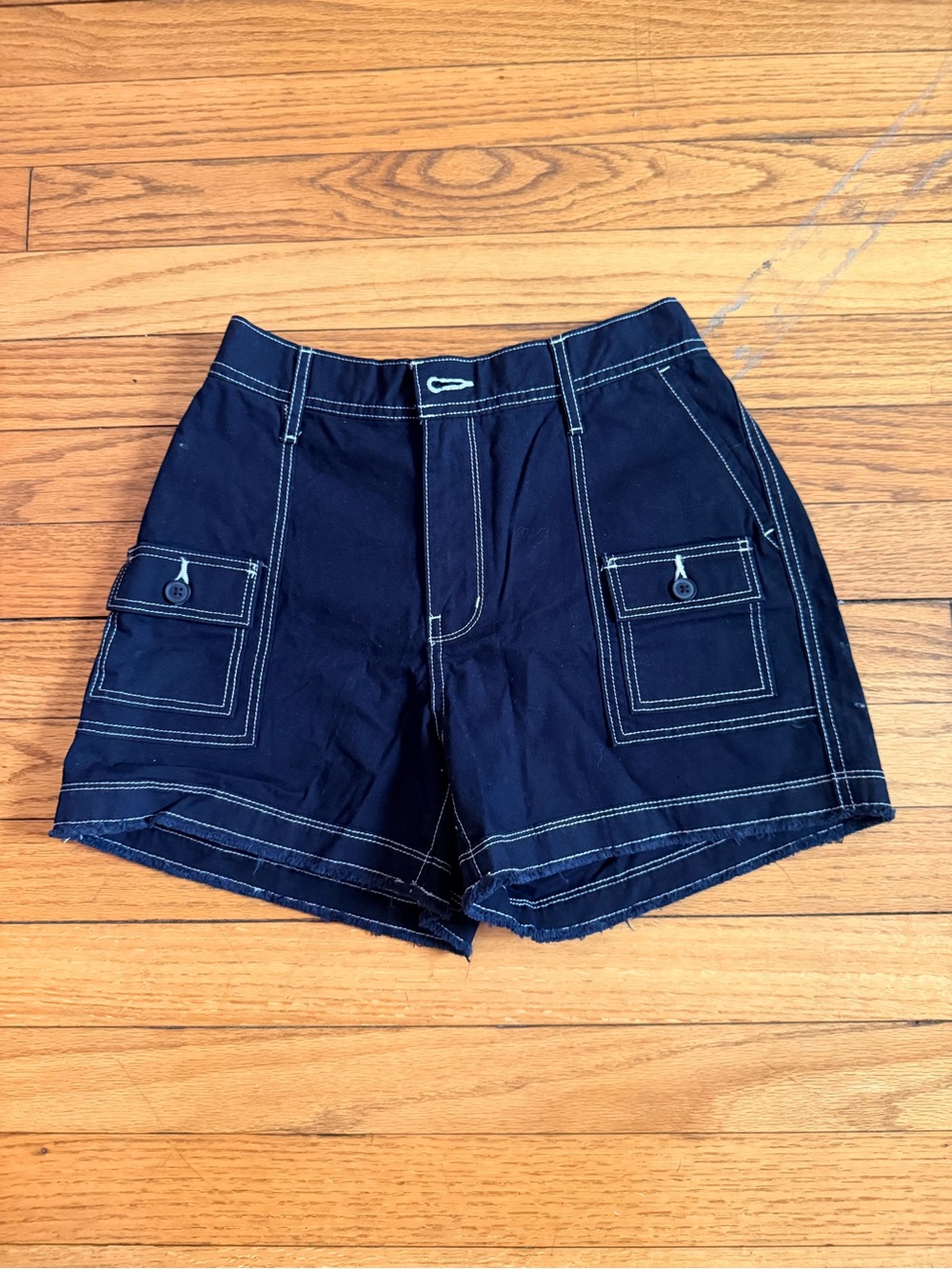 SO Women's Black Cargo Shorts with Contrast Stitching